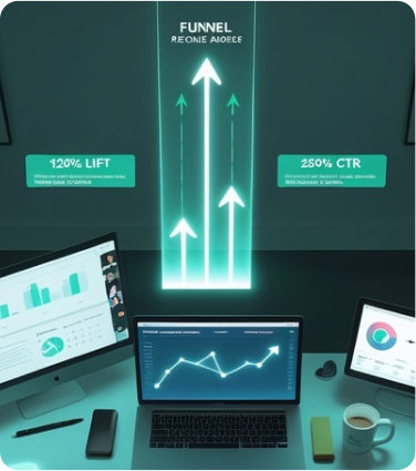 Email and funnel optimization results with MarQ Growth Pod—120% revenue lift and 250% click-through rate