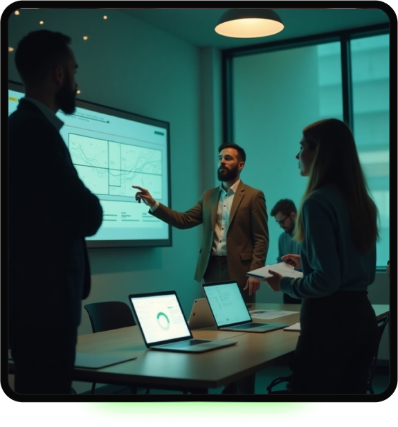 Team aligning growth strategy using data-driven insights during a client workshop