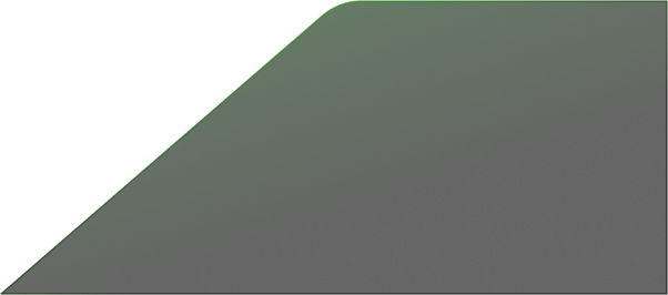 Abstract dark green diagonal shape with curved top-right corner